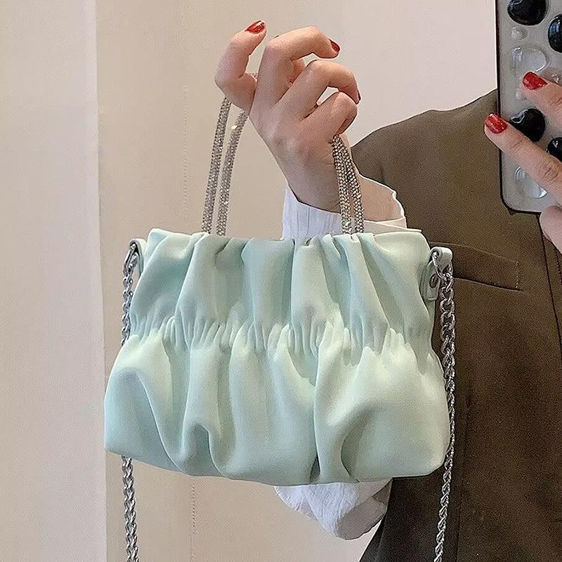 Diamond Handbag Celebrity Temperament Macaron Fresh Fold Cloud Chain Crossbody Bag Handheld