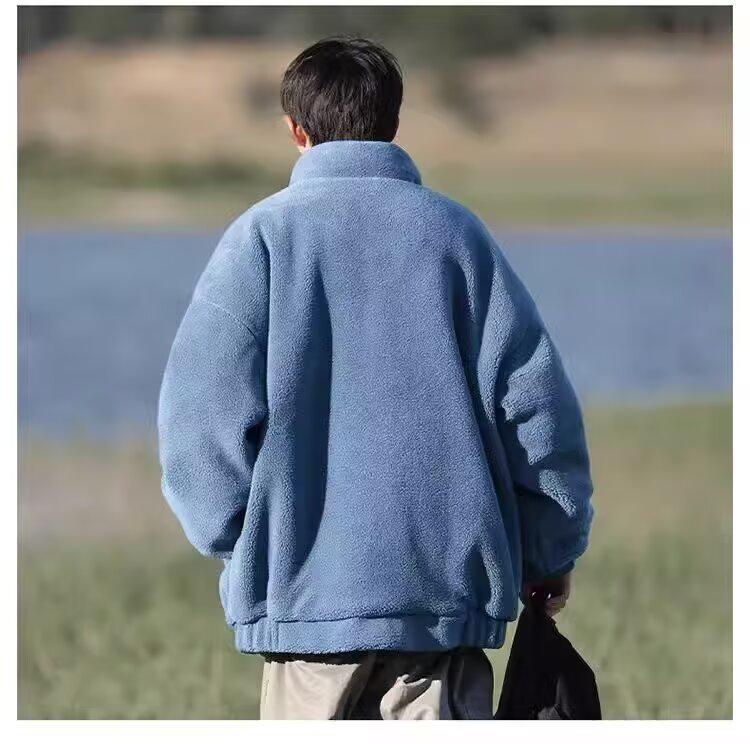 Men's Winter Japanese Cityboy Cotton Jacket - Thickened Lambswool Stand Collar Coat, Loose Korean Style