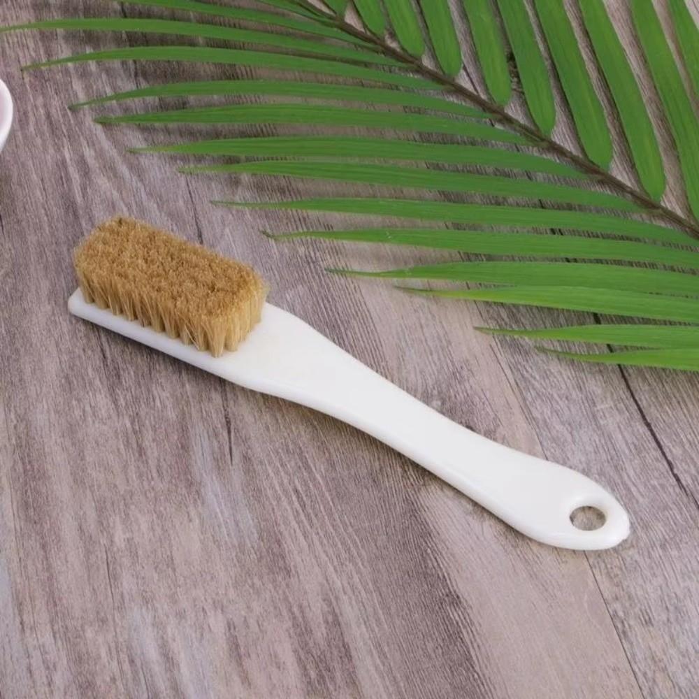 Natural Boar Hair Shoe Brush Interior Cleaning Long Handle Car Cleaning Brush Soft Bristle Car Interior Brush Maintenance