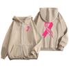 Women's Breast Sweatshirt Ribbon Breast Long Sleeve Hooded Pocket Casual Sweatshirt Jacket
