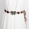 Brown Belt with Beads Butterflies Vintage Tassel Cotton Rope Waist Chain Woven Waist Belts for Dress Party Dance Show