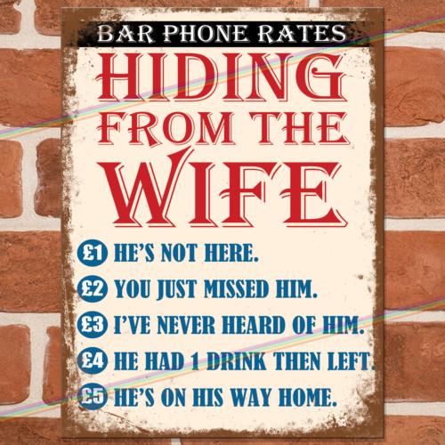 HIDING FROM THE WIFE Funny Metal Signs Mancave Shed Garage Vintage Bar Tin SignAluminum 20x30cm(7.8x11.8inch)