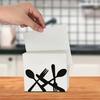Black Cutlery Table Napkin Holder Standing Metal Fork Spoon Cutter Tissue Stand Home Kitchen Dining Table Flatware Paper Towel Dispenser Organizer