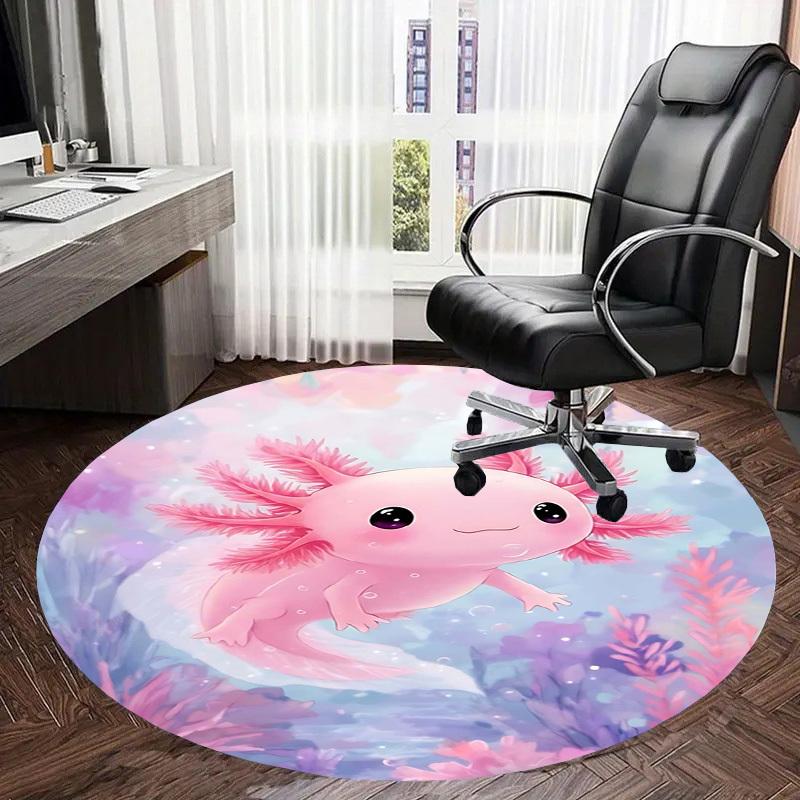 1PC Axolotl Ocean Non-Slip Floor Round Carpet, Office, Family, Bedroom, Large Area Rug Indoor Rugs, Durable Polyester-Z0413