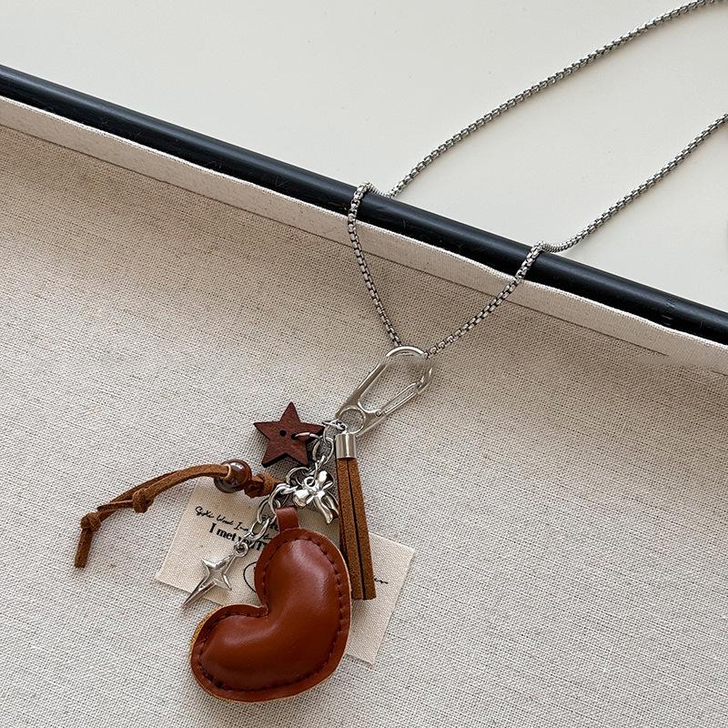 

Кожаная любовь ключ звезда кулон ожерелье нишевое простое личностное ожерелье-цепочка на ключицу модное универсальное ins украшение женщины