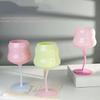 Aesthetic Twisted Crystal Glass Goblet, Pastel Pink Macaron Style High Stem Drink Cup for Juice, Milk & Beverages
