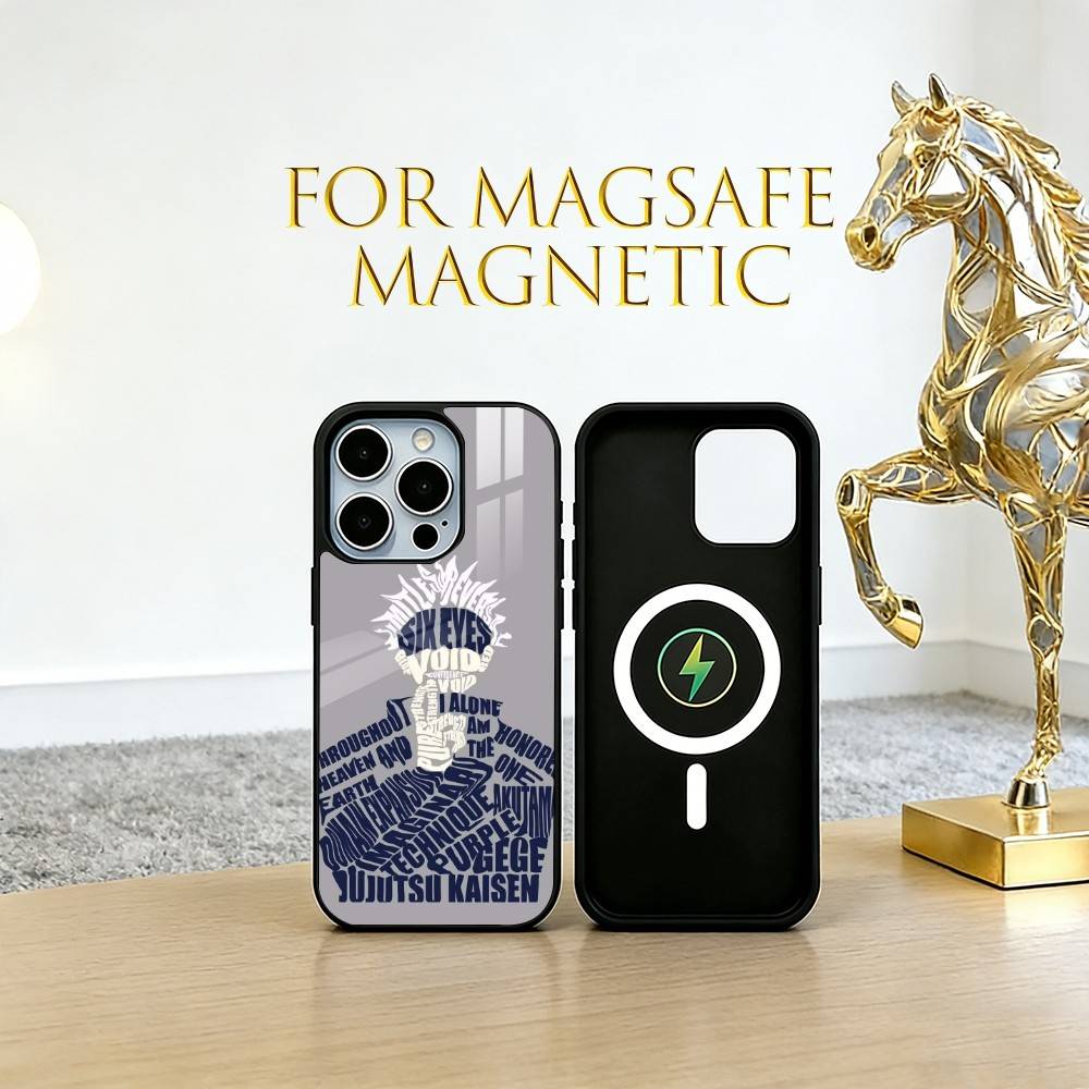 

Jujutsu Kaisen - Satoru Gojo Black Phone Case For iPhone17,16,15,14,13,12,11 Plus,Pro Magnetic with Magsafe Wireless Charging iPhone13Pro