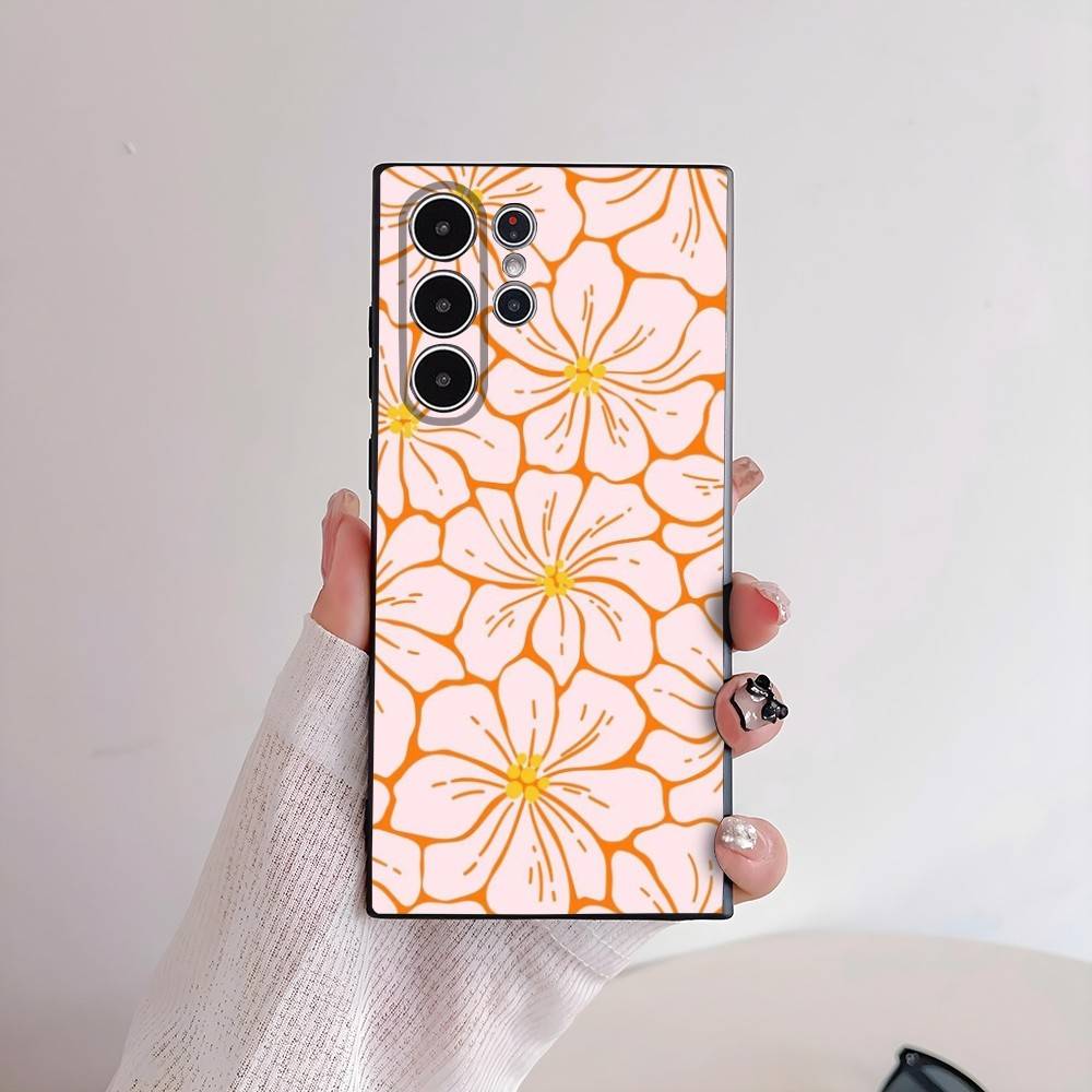 INS Flower Fashion Phone Case For Samsung Galaxy S25 S24 S22 S23 Ultra S21 S20 Plus 5G Frosted Non-Slip Full Cover Soft Case