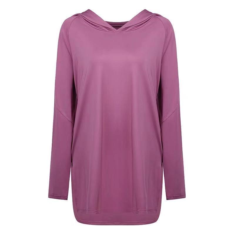 Women's Plus Size Hooded Yoga Sportswear: Slim or Loose Fit T-Shirt for Fitness & Running