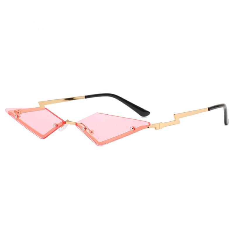 New stylish rimless sunglasses personalised triangle metal glasses burst tide sunglasses with box