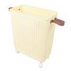 Slim Laundry Basket Foldable Space Saving Sturdy PP Plastic Narrow Clothes Hamper for Bathroom Corner Crm White