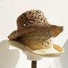 Flower Handmade Fisherman Hat Straw Material Sun Hat Fashion Panama Straw Hat  Beach