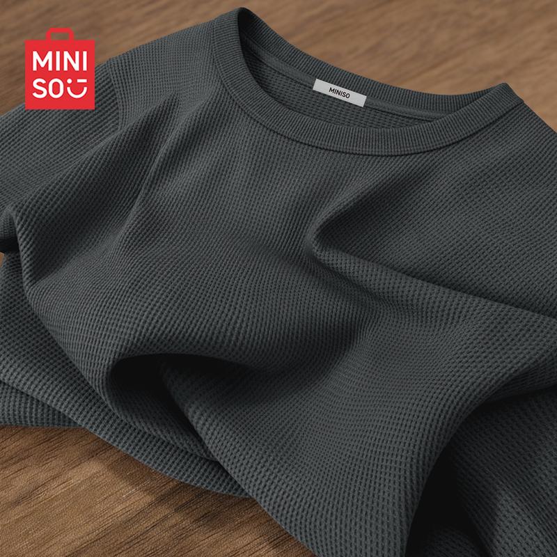 MINISO Men's Waffle Knit Long Sleeve T-Shirt