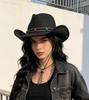 Cowboy Hat Western Male and Female Duck Tongue Fisherman Eaves Sunscreen Straw Hat Outdoor Shading Tourism Mountaineering Tibetan Self-operated