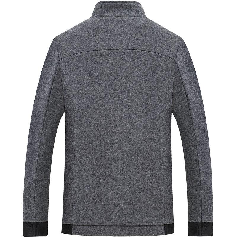 Autumn and Winter Woolen Men's Jacket Middle-aged Men's Woolen Jacket Short Stand-up Collar Jacket Casual Business Men's Clothing