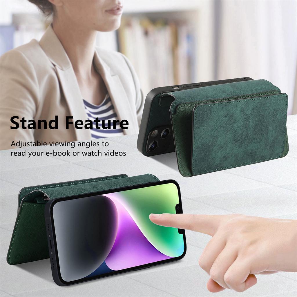 CASENEO MW-02S Magnetic Detachable Leather Phone Cover for 6.1 inch Phone RFID Blocking Wallet Stand