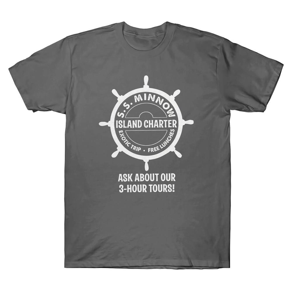 Minnow Island Charter Ask about Our 3 Hour Tours T Shirt Men Black Cotton Tee Unisex T-Shirt M