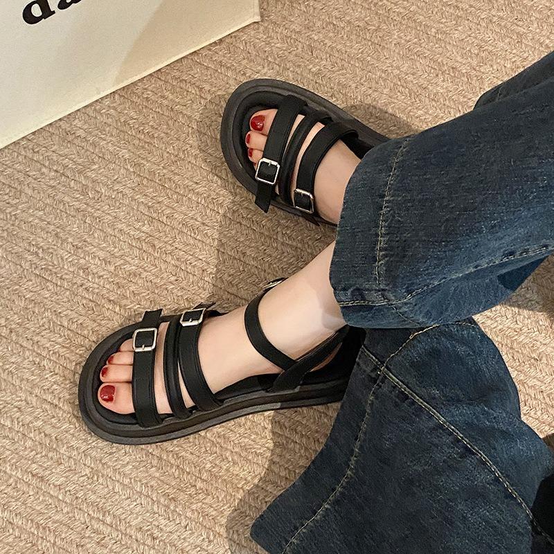 Sandals fairy fairy platform heightening beach shoes summer new wear one-word buckle sports sandals