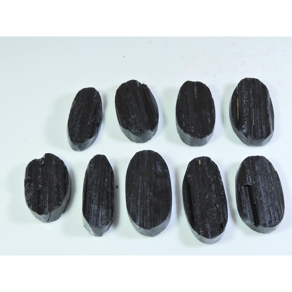 416Cts.Natural Black Tourmaline Oval Shape Cabochon Loose Gemstone 09Pcs Lot C-347
