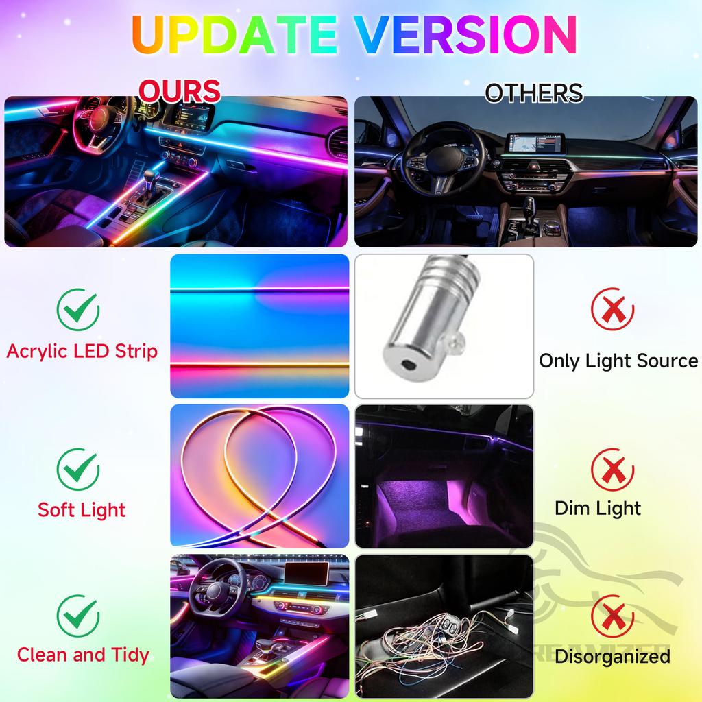 LED Ambient Light Car Interior Lights Strip Neon RGB Environment Lamp Car Auto Decoration Accessories 10 in 1 Neon Lights 4