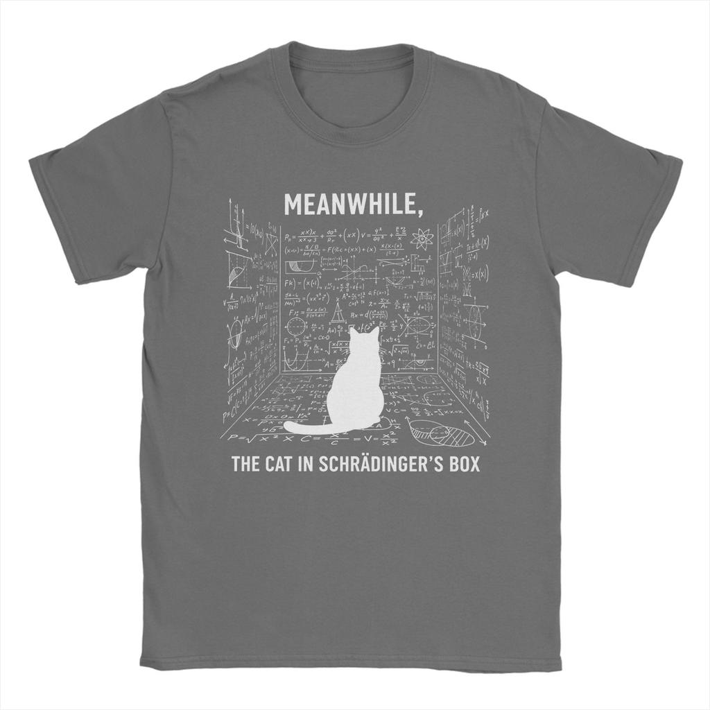 Herren T-Shirt Schrödingers Katze Physik Gleichungen Lustig 100% Baumwolle T-Shirt Kurzarm T-Shirt O-Ausschnitt Oberteile Geburtstagsgeschenk