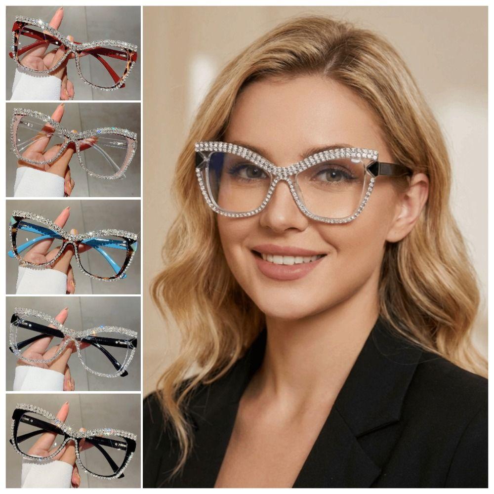 Luxury Anti-Blue Light Glasses INS Women Spectacles Trendy Rhinestone Glasses Outdoor Activities