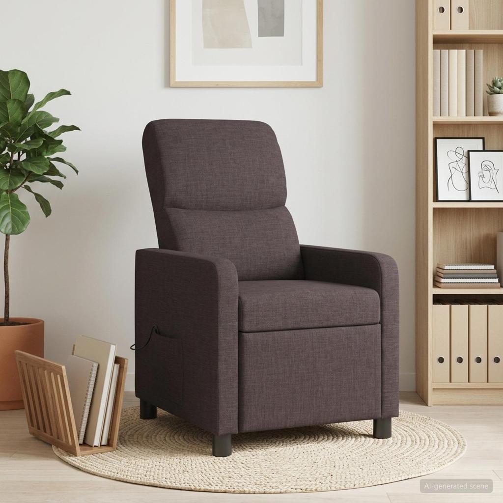 Massage Recliner Dark Brown Polyester
