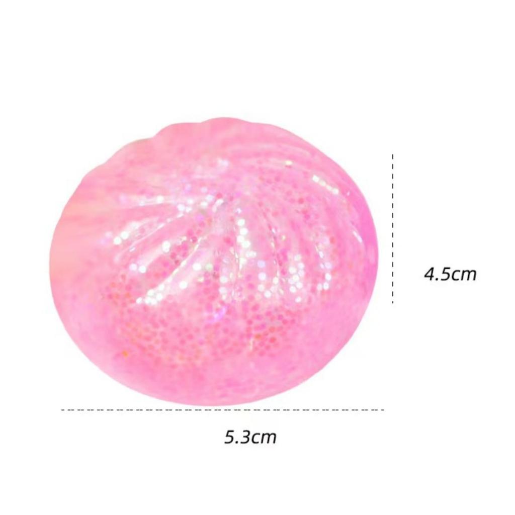 12 Pieces BunShaped Toy Glittery Bao Shallow Round Container Dumpling