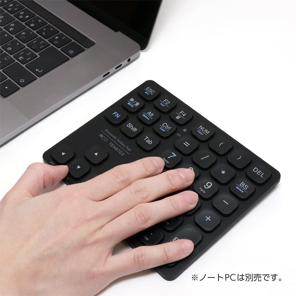 TENBT03BK Bluetooth Wireless Numeric Keypad with Cross Keypad, 36 Keys for Japanese OS