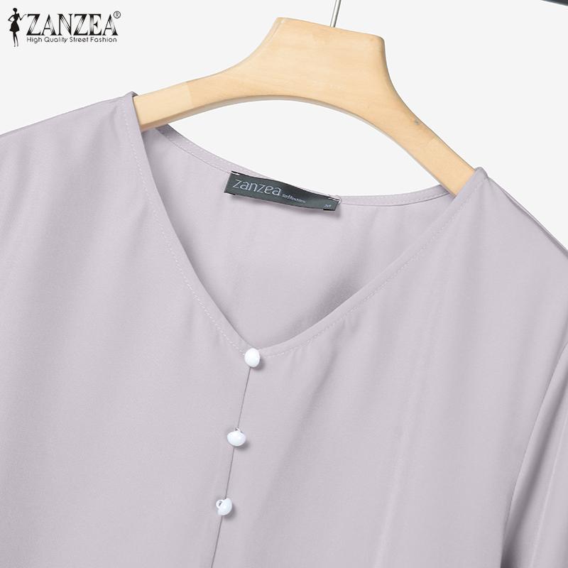 ZANZEA Women 3/4 Sleeve Blouse and Shorts Summer Two Piece Suit Sets