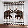 2pcs Boho Curtains, Indian Bohemian Hippie Window Drapes Mandala Animal Elephant Print Pattern Bore Room Decor Curtains.