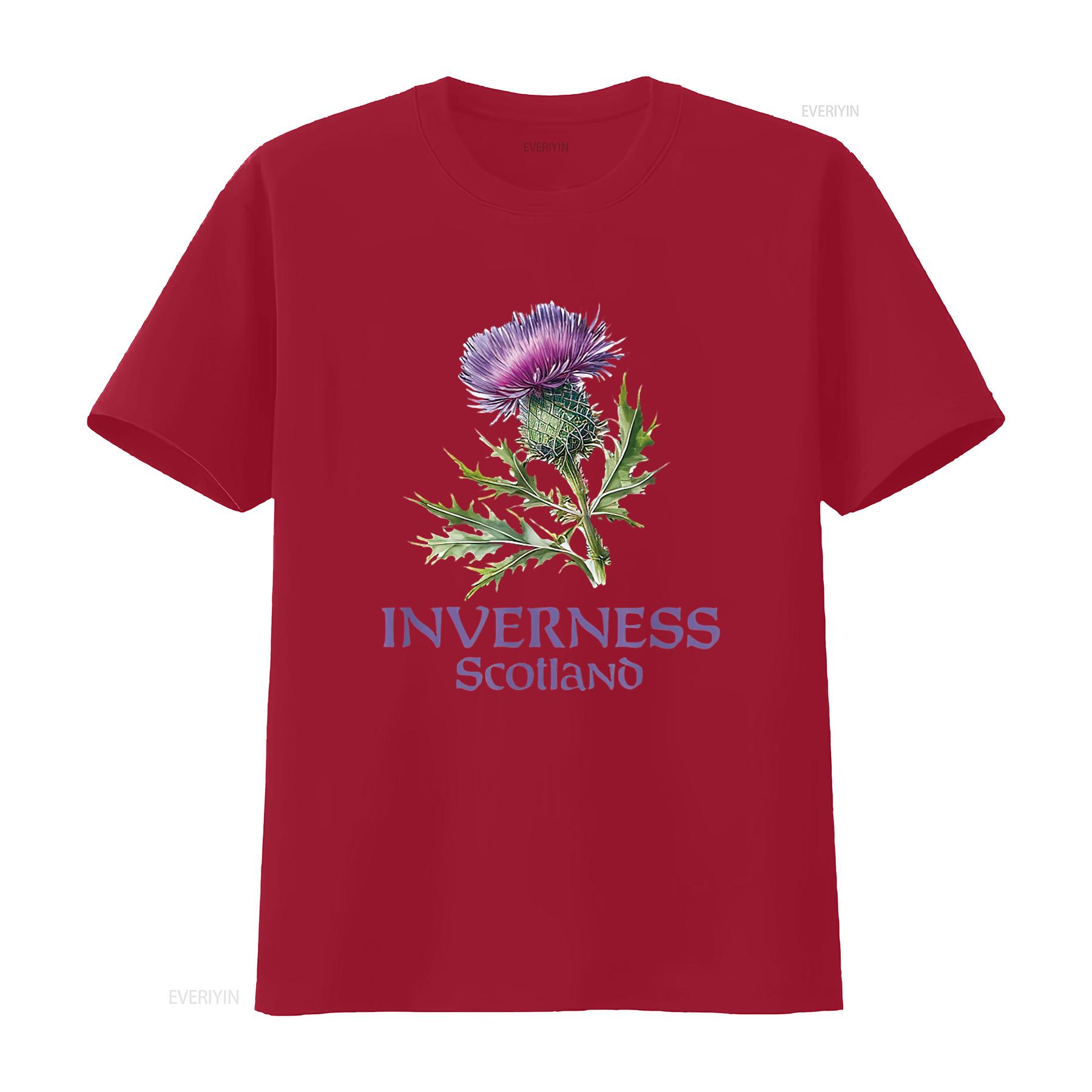 

Womens Inverness Scotland Watercolor Thistle T Shirt Black Large vintage Washed fashion Versatile Top For Everyday Wear Soft S