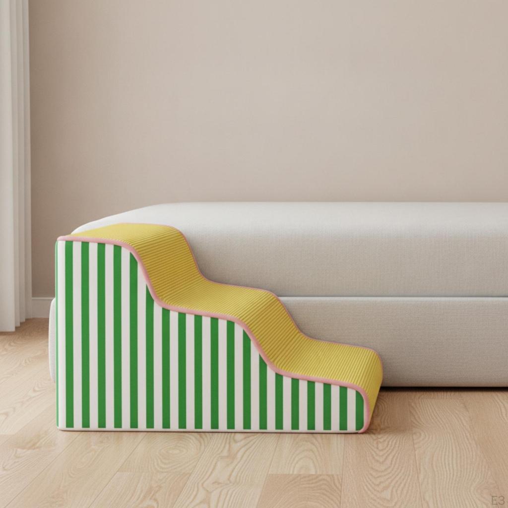 Foam Dog Stairs | Easy to Clean, Sturdy, Pet Steps with Washable Cover, for Sofa 2step Yellow Green