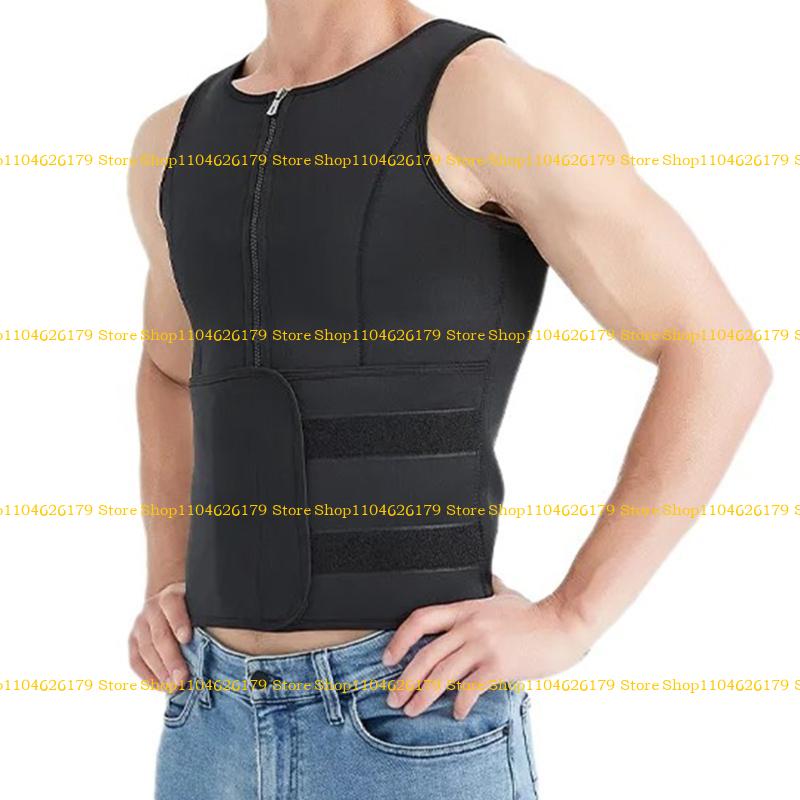 A1A2 Herren Sauna Schweiß Reißverschluss Weste zur Gewichtsabnahme Verstellbarer Taillentrainer Korsett Taillentrainer Körperformende Kleidung Schlankmachende Weste