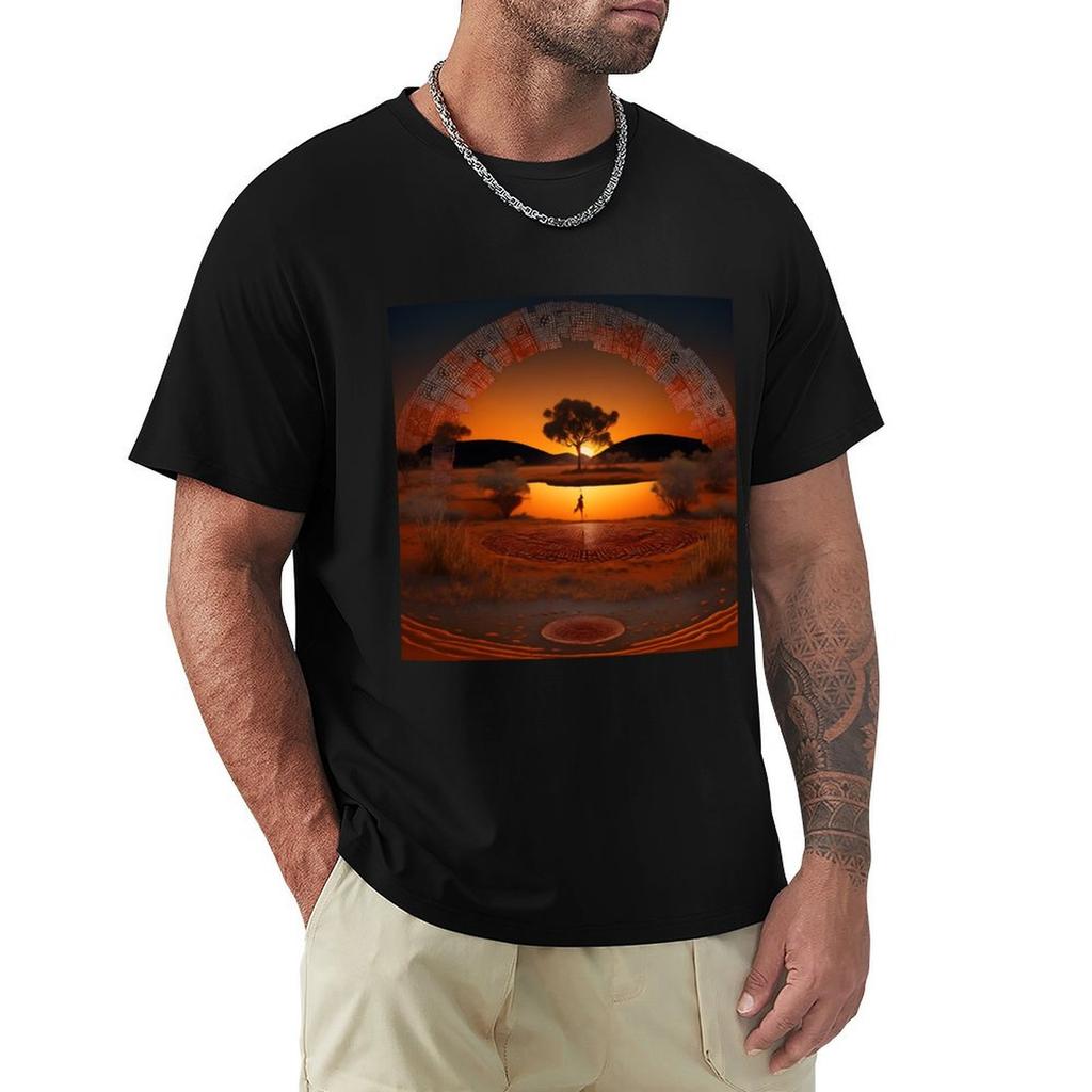 AUSTRALIAN ABORIGINAL STYLE OUTBACK Digital Art Design with a TWIST TShirt Basic All Season Solid TShirt