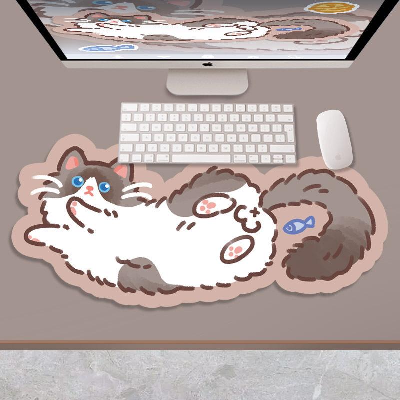 XXL Large Cute Furry Mouse Pad Kawaii Kitty Cats Mouse Mat 70x30cm Gamer Desk Carpet Anime Mousepad Gaming Accessories Play Mats
