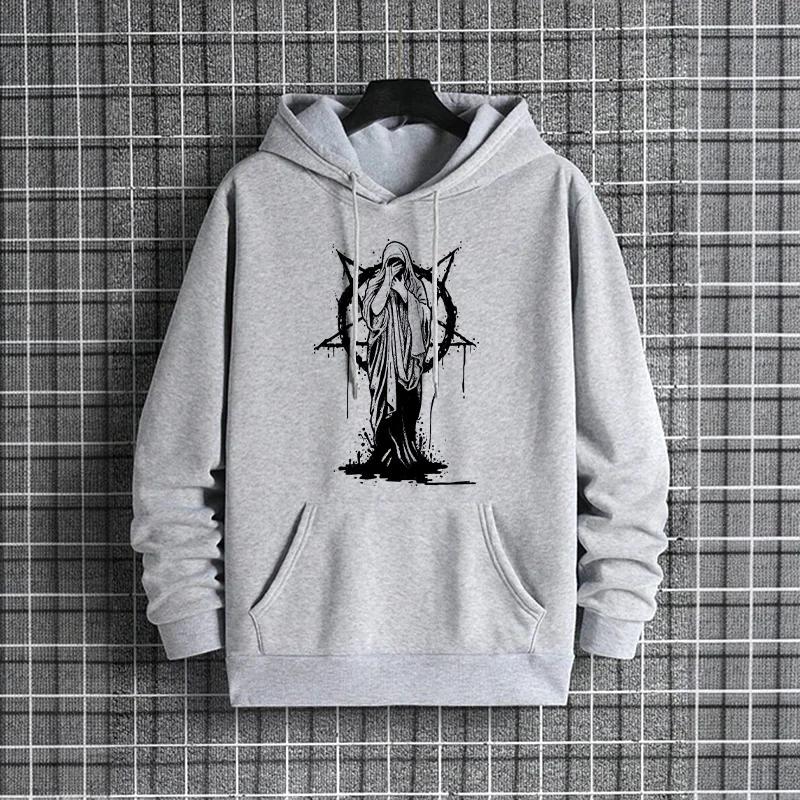 Male Satan Devil Print Pullover Men's Clothes 2025 Urban Culture Hoodies for Men Streetwear Fashion Hip Hop Hooded Sweatshirt