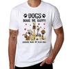 Humor Dogs Make Me Happy Huunisexs Make My Head Hurt Tshirt Big Size Short Sleeve Casual Top