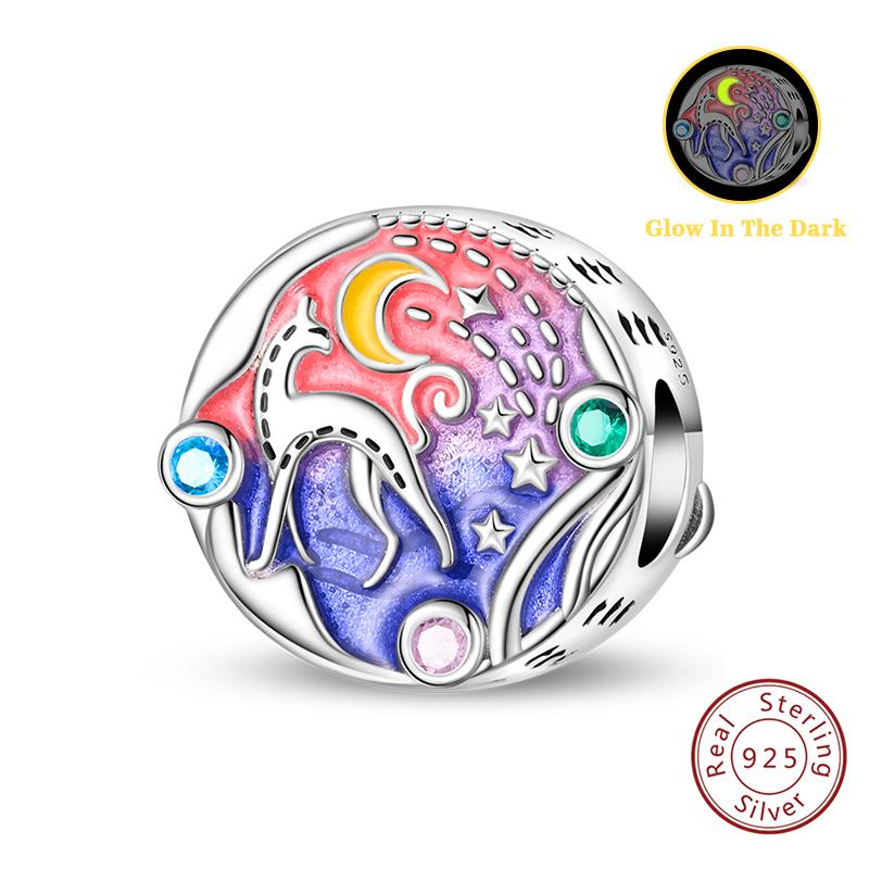 New Copper Designer Charms Fit Original Wrist Bracelet Necklace Diy Luminous Mystery Cats Jungle Bead Ladies' Choice Birthday Fine Jewelry