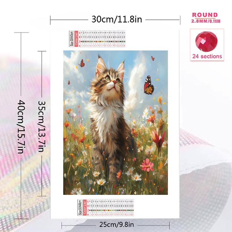 Maine Coon and grassland Pattern  3pcs 100% Round Full Drill 5D DIY Diamond Painting Embroidery Cross Stitch Rhinestone Décor