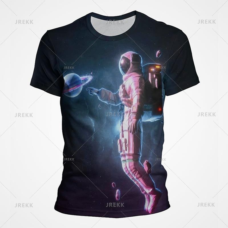 

Футболка з принтом із повним покриттям Space Astronaut Universe Graphic Men Men 2023 New Summer Harajuku Round Neck Short Sleeve Wholesale 6XL