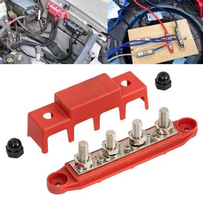 12V 250A Positive Negative M8 M10 Bus Bar Terminal Battery Power Distribution Block With Cover For Camper Boat RV Truck