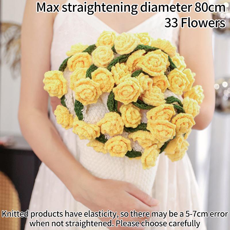 Multicolored Pointed-Angled Rose Bouquet Blankets Hand-Knitted Crocheted Rose Sofa Blankets Wedding Valentine Girlfriend Gifts