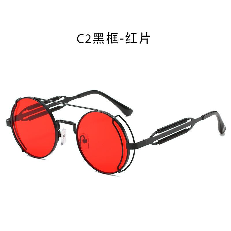Foreign Trade Round Frame Punk Sunglasses Hollow Double Spring Metal Sunglasses Hollow Legs Sunglasses