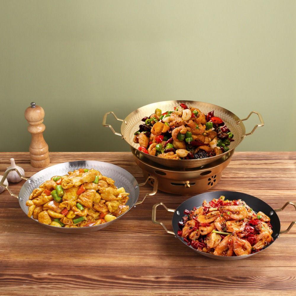 

Stainless Steel Dry Boiler Non Stick Camping Wok Hot Pot Cookware Frying Cooking Pot Picnic 22cm срібний