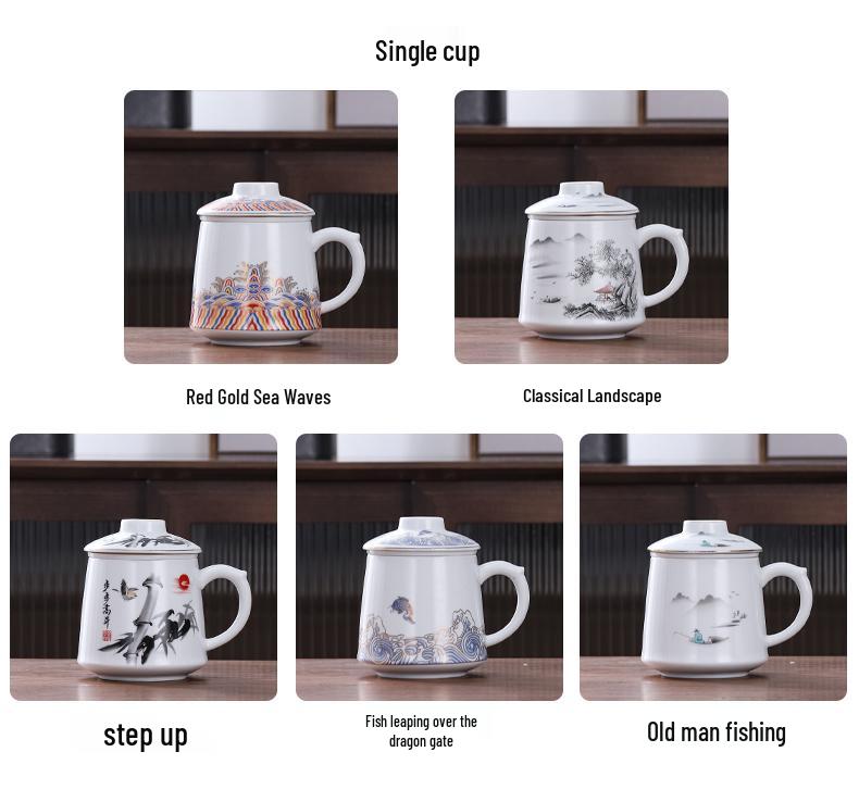 Ceramic Tea Infuser Mug with Lid and Custom Logo - Large Capacity