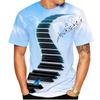 Summer Fashion 3D Piano Note Printed T-shirts Cool and Trendy Fashion Round Neck Short Sleeved Men's T-shirts