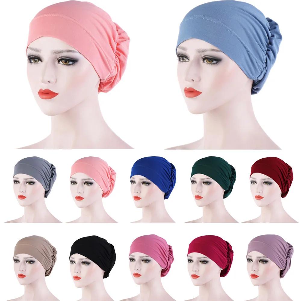New Underscarf Women Chemo Cap Muslim Hijab Turban Bone Bonnet Stretch Inner Ninja Hat Bone Bonnet Tube Headwear Head Scarf Wrap