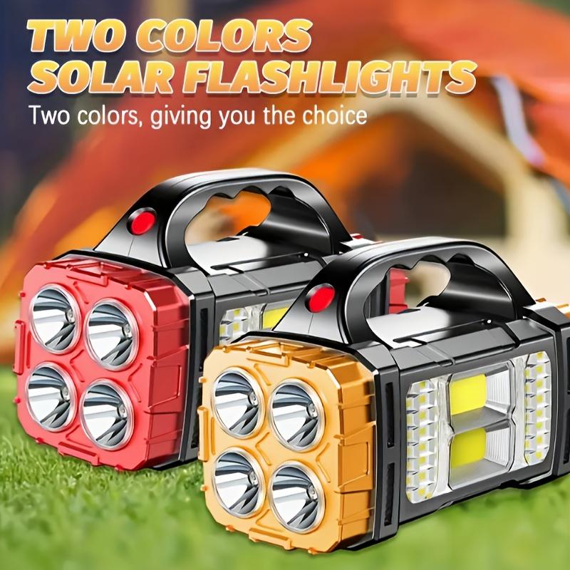 Portable Solar Flashlight, LED Handheld Flashlight, COB Floodlight,4 Modes Rechargeable Emergency Work Light, Suitable for Hiking,maintenance,fishing