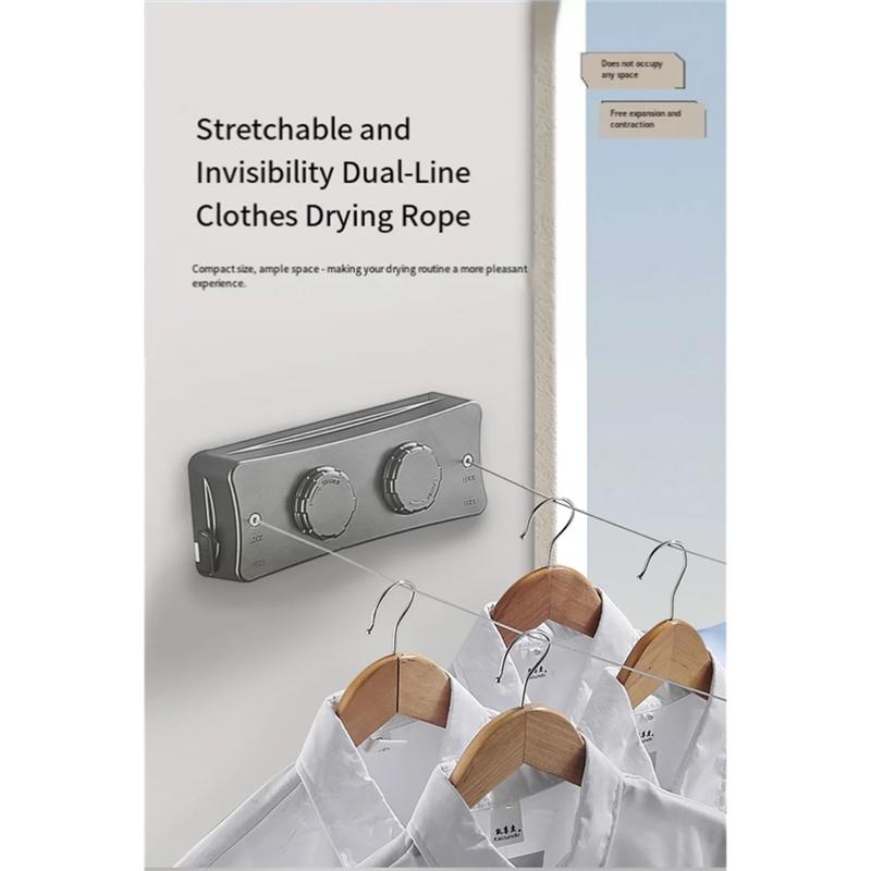 5.1 Meters Retractable Clothesline Dryer Indoor/Outdoor Bathroom Drying Rack Clothes Rack Laundry Drying Hanger Double